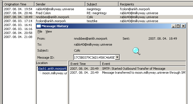 EDGE Transport, HUB Transport szerverek Látható az Edge szerver Message Tracking logjában, hogy EdgeSync előtt 'Receive - DNS fail - DSN küldés' volt a sorrend, míg EdgeSync után sima 'Receive -