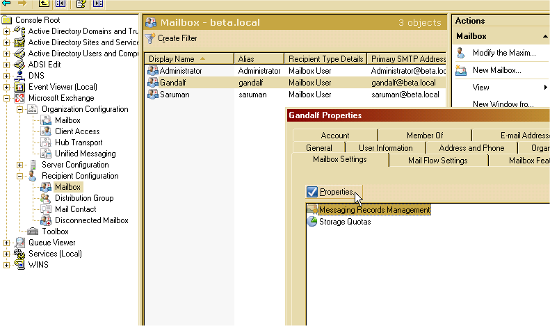 EXCHANGE 2007 - SPONTÁN 6.55. ÁBRA A MANAGED FOLDER MAILBOX POLICY ÖSSZEÁLLÍTÁSA 6.56.