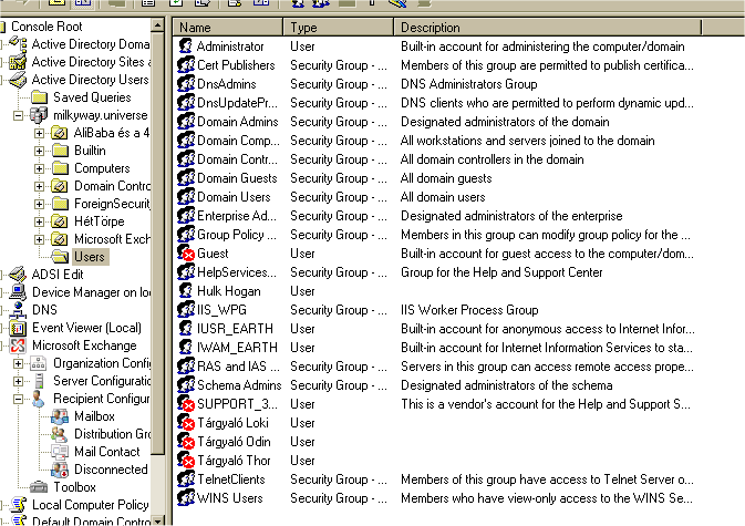 EXCHANGE 2007 - SPONTÁN 5.29. ÁBRA MINDENFÉLE POSTAFIÓKJAINK Alul láthatjuk, némileg más ikonnal a Room Mailbox-okat, melyek jelen esetben a germán istenekről elnevezett tárgyalókat fedik. 5.30.