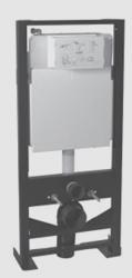 109.ábra Előfalas WC szerelőkeret beépítési méretei és képe falszerkezetbe bevéshető hagyományos falazási rendszerhez rögzíthető
