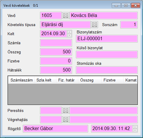 XII. Kereskedelmi modul (verzió 4.0.8) 19. oldal 2014.11.26. 4.3. Egyéb követelések A gombra kattintva válasszuk az Egyéb követelések menüpontot.