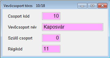 XII. Kereskedelmi modul (verzió 4.0.8) 37. oldal 2014.11.26. 15. Törzsadatok 15.1. Vevő csoport A vevőinket vevőcsoportokba sorolhatjuk.