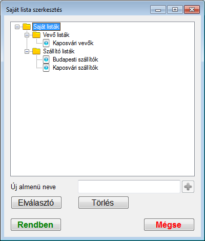 XII. Kereskedelmi modul (verzió 4.0.8) 66. oldal 2014.11.26. 17.4. Saját lista szerkesztés Az általános lekérdezőből hozzáadott saját listákat szerkeszthetjük.