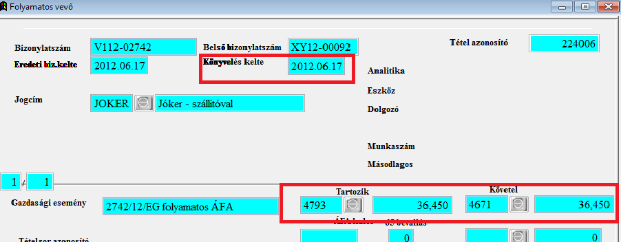 XII. Kereskedelmi modul (verzió 4.0.8) 7. oldal 2014.11.26. A könyvelés eredménye: Az Egységár tizedes számával állítható, hogy az adott számlánál hány db tizedessel számoljunk.