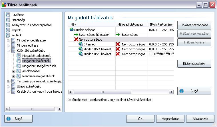 Adapterek- felsorolja az összes észlelt adaptert, melyet a számítógép az adott hálózatokhoz történo csatlakozáshoz használ Interfész biztonság - alapállapotban egy adapter sem biztonságos, csak akkor