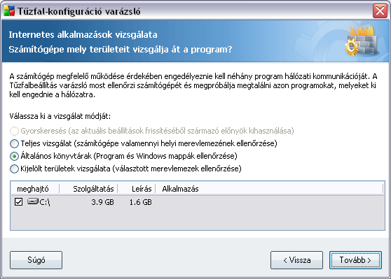 A kezdeti Tuzfal konfiguráció beállításához meg kell vizsgálni a számítógépet, és meg kell határozni minden olyan alkalmazást és rendszerszolgáltatást, amely a hálózaton keresztül kommunikál.