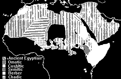 Az afroázsiai nyelvcsalád, a.k.a. Afroasiatic language phylum Source: http://linguistics.