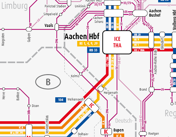 8. zónájában, ami azt jelenti, hogy a közlekedési szövetség által kibocsátott, a szövetség területén minden részes közlekedési vállalat járművén érvényes egységes jegyek és bérletek használhatók a