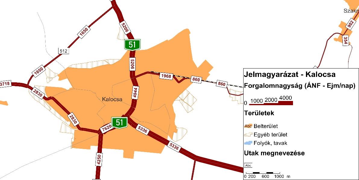 HELYZETFELTÁRÓ- HELYZETELEMZŐ - HELYZETÉRTÉKELŐ MUNKARÉSZEK 107 A várost érintő országos közúthálózati elemek forgalmi terhelését az alábbi ábra mutatja. 22.