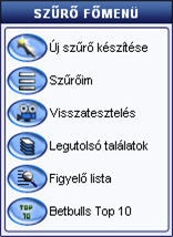 2. Menürendszer és Ikonok 2.1. Szűrő menürendszere Ez a modul alkalmas a tőzsdei árfolyamok szűrésére. A szűrő főmenüje állandó, innen az összes alkalmazás elérhető.