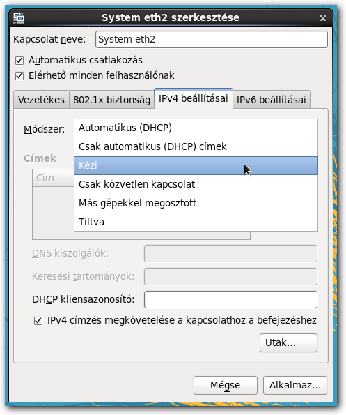 KÜLSŐ HÁLÓZAT Kapcsolat legfontosabb beállításai Fix IP-cím beállításai Ha beállítota a kívánt interfészek kapcsolatát, a SuliXerver adminisztrációs felületén katintson a Hálózat Internetkapcsolat