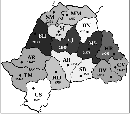 32 4. ábra: A magyarság fogyása megyénként abszolút számokban (fő) (1992 2002) Forrás: SZILÁGY N.