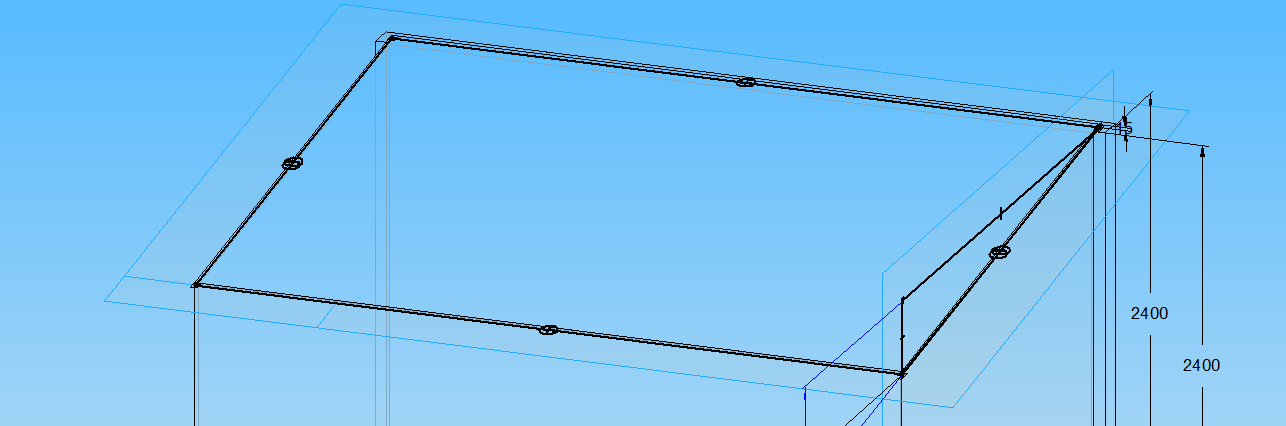 9. ábra A naptár váza, CAD (Computer Aided Design = számítógéppel segített tervezés) programmal szerkesztve A vizsgált naptér alapja egy 4000x3000x200 mm-es betontömb, ezen egy betonkoszorú