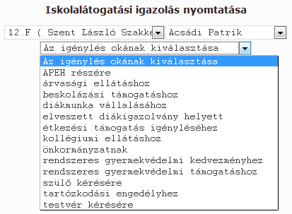 A tanuló kiválasztása után meg kell adni a beíratás dátumát 1 (kiválasztható az automatikusan megjelenő naptárból, vagy beírható az alábbi formátumban: 2006-06-21), majd az <<Osztályba íratás gombra