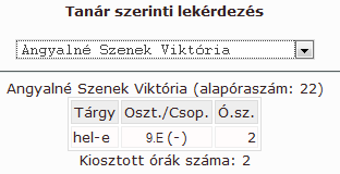 Megjegyzés: Helyettes tanárt kiválasztani nem kell.