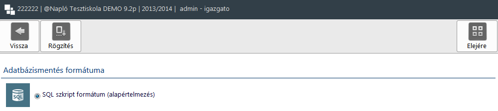 Biztonsági mentés Biztonsági mentés Az @Napló Elektronikus Osztálynapló rendszer minden adatot az adatbázisában tárol, ezáltal az adatbázisban történő rögzítés során valamennyi adat tárolásra kerül.