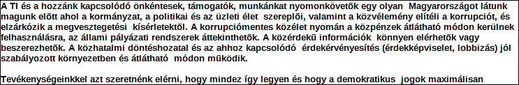 A kettős könyvvitelt vezető egyéb szervezet egyszerűsített beszámolója és közhasznúsági melléklete PK-142 Szervezet neve: Transparency International Magyarország Alapítvány Támogatási program