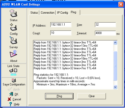 Status - IP Config (Állapot - IP Konfig) Az IP Konfig fülön látható az összes aktuális állomás és a WLAN adapter adatai, többek között állomásnév, DNS-kiszolgálók, IP-címek, alhálózati maszkok és az