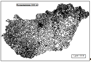 A hazai cigányság térbeli megoszlása Forrás: Kertesi Gábor-Kézdi Gábor: A cigány népesség Magyarországon. Dokumentáció és adattár. Bp., 1998. Socio-typo.