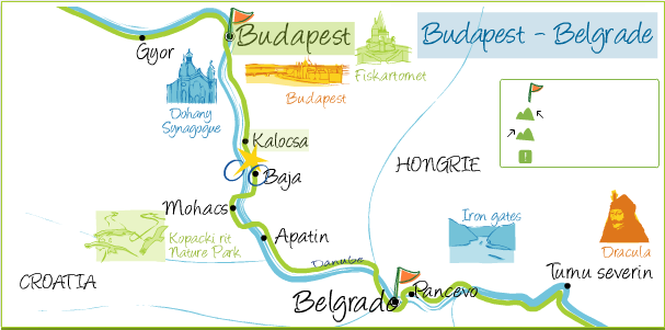 5. ábra. Az EV6 magyarországi szakaszának térképe (Forrás: http://www.eurovelo6.org/etappe/budapest-belgrade-de/etape_view) 3.1.4.