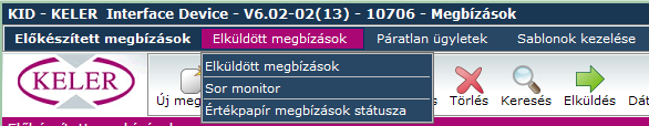 Az Előkészített megbízások menüpontjában, az eszköztárban lévő ikonok segítségével egyszerűen és gyorsan rögzíthetünk új megbízásokat, valamint kezelhetjük a már rögzített megbízásainkat.