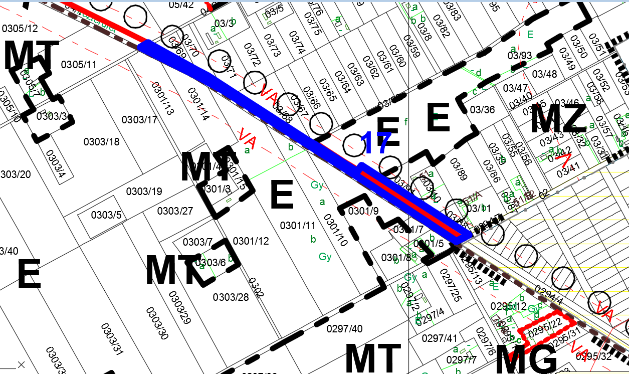 Szabályozási ügyek: 17. 0294/11 hrsz-ú külterületi telken keresztül a 04 hrsz.-ú önkormányzati földútig közút létesítése (Kisvasút mellett a 05/42 és a 05/43 hrsz.-ú lovaspályáig).