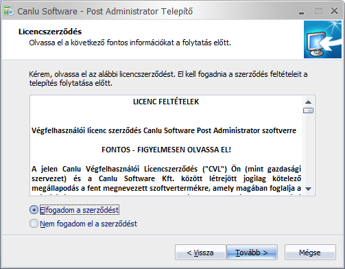 3. ábra Ezután megjelenik a Licenc szerződés. (3. ábra).