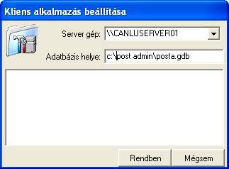 Válasszuk ki a legördülő listából a szerver (kiszolgáló) gép nevét, amelyre a program szerver részét telepítettük (21. ábra). 22.