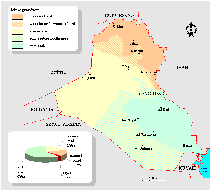 Társadalom Irak népessége 2002-ben 23 331 985 fő volt. Az iraki társadalom 77%-a arab, 19%-a kurd, 1%-a perzsa, 1%-a asszír, 2%-a egyéb nemzetiségű.