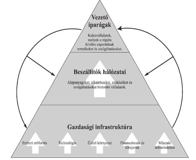 hálózat a klasztertagok köré épülve alkot egységet, és szolgálja ki a vállalatok igényeit. (Lengyel & Rechnitzer, 2002) Forrás: (Lengyel & Rechnitzer, 2002, p. 108) 2.