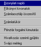 A program menürendszere A program funkciói és kezelésük a főmenü szerint Adatbevitel Főkönyvi számlák