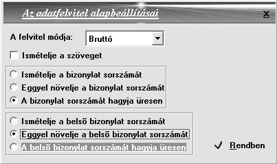 A szűrési feltétel megadását követően [Rendben]-nel a program megkeresi a megfelelő köteget, melyben a keresett tétel található, és [Módosítás]-sal a tétel bármely adata megváltoztatható.