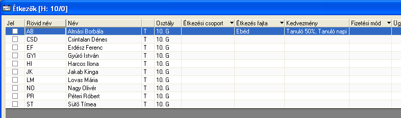 A Támogatás fajta oszlopban nyomja le a SZÓKÖZ billentyűt, majd kattintson a nyílra. A legördülő listában válassza ki a kívánt értéket. A támogatás lehet: készpénzes vagy természetben.