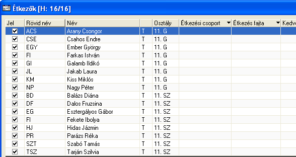 4. A Halmazt képez parancsra való kattintással a 11. SZ. osztály tanuló lesznek a táblázatban. 5. Kattintson az Átad parancsra, amely a két táblázatban lévő halmazokat egyesíti az első táblázatban. 6.