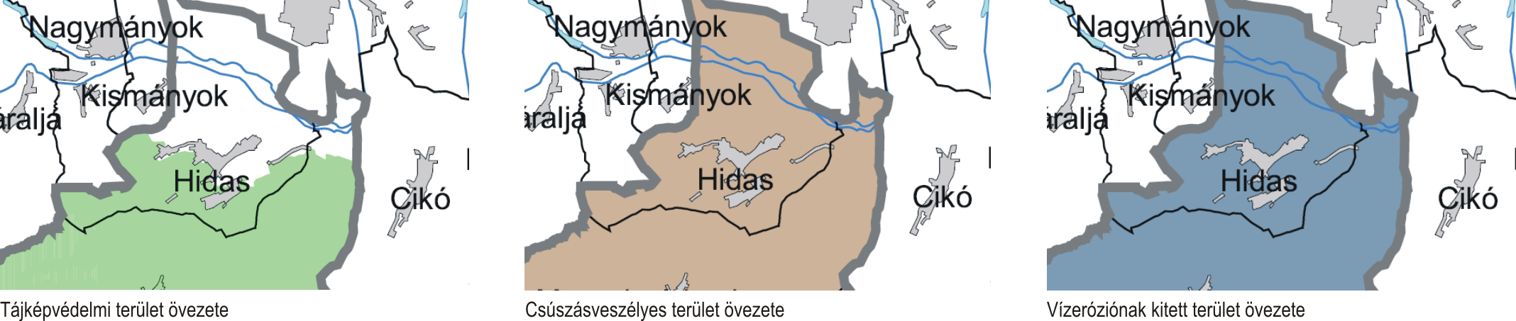 BARANYA MEGYEI TT: Hidas igazgatási területét a következõ Baranya megyei területrendezési terv szerinti övezetek érintik: 1. Kiváló termõhelyi adottságú szántó terület övezete 2.