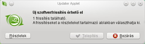 Amennyiben az operációs rendszer naprakész az ablak jobb alsó sarkában az óra mellett egy zöld kör látható, ám amennyiben talál frissítéseket azokat az ablak jobb alsó sarkában az óra mellett egy