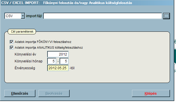 2.1.15 Analitikus felosztó adatok importálása A felosztó adatok