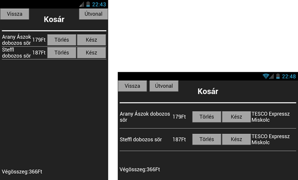 4.4. Szerkezet és stílus A "menu1" azonosítójú <div> a kosár menü. A <h2> elem tartalmazza a menü elnevezését, nagyobb betűmérettel, középre igazítva.