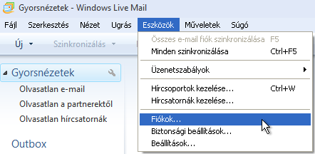 Windows Live Mail e-mail fiók beállítása Miután sikeresen feltelepítette és elindította a programot, lépjen be az