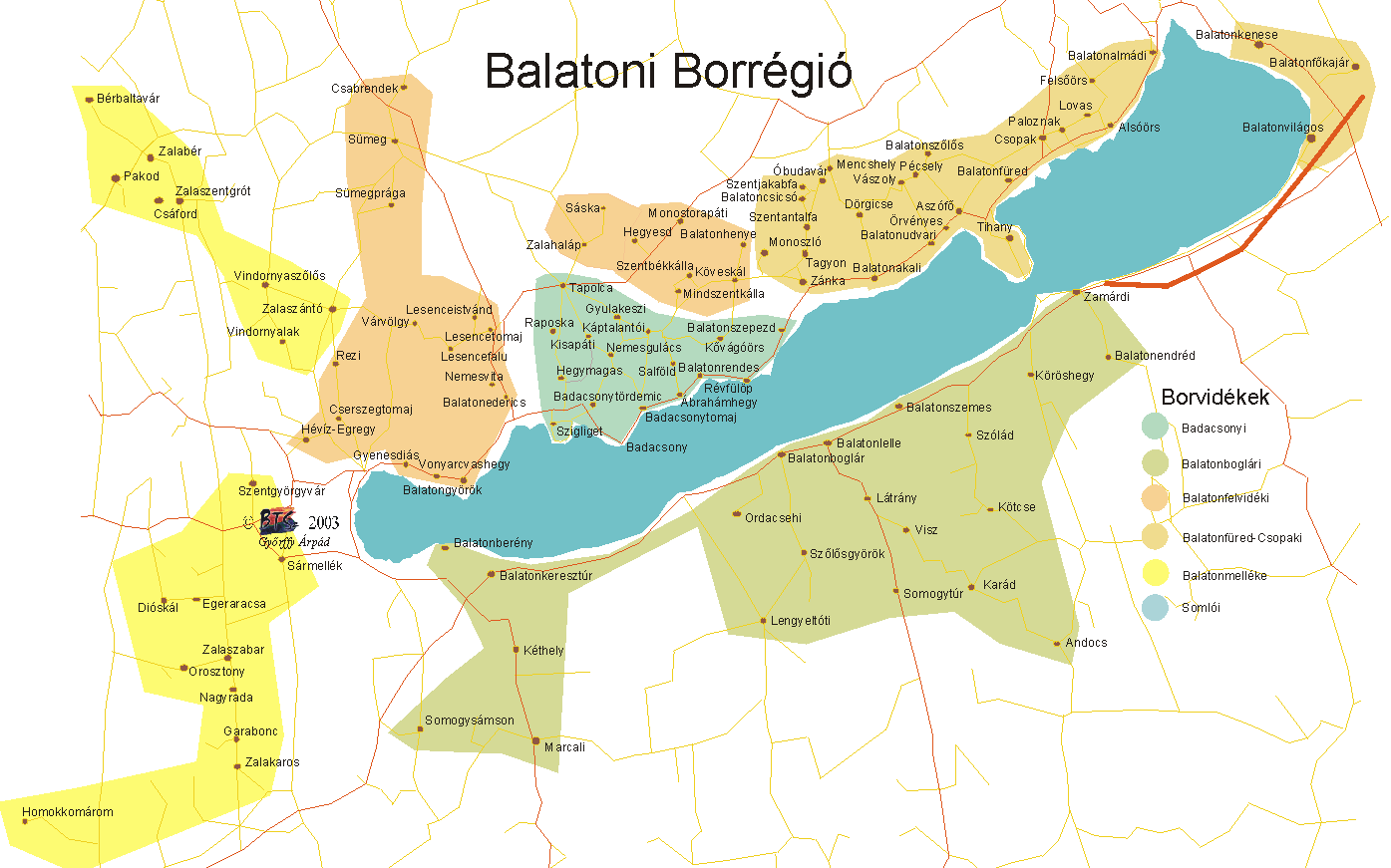 6. ábra: Balatonboglár a Balatoni Borrégióban 2.4. Tájszerkezet Balatonboglár az ún.