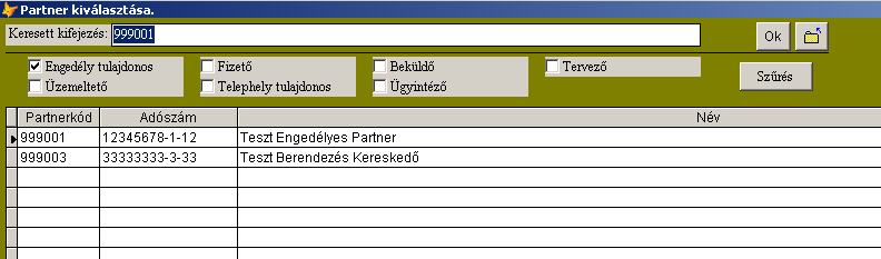 /1. ábra 7.5.1 Hálózat adatlap A Hálózat adatlapon a partner kódok a kapcsolódó táblázatból választhatók vagy direkt módon beírható.