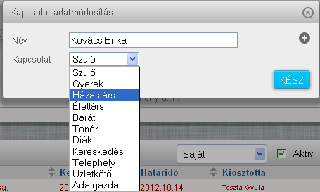 tárolásra, másrészt a CRM felhasználók által a partner adatbázisból csatolt, illetve általuk berögzített partnerek jelennek meg. 7.3.2.