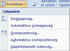 59. ábra 60. ábra Természetesen több sor, illetve oszlop (összefüggő és a Ctrl gomb nyomva tartása mellett nem összefüggő tartományonként) is kijelölhető egyszerre.