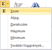 75. ábra Feladat Határozzuk meg a Naprendszer bolygóinak az össztömegét! Ehhez a SZUM függvényre lesz szükségünk.