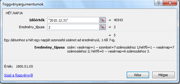 95. ábra EDATE(dátum;hónapok) Az adott dátumhoz hozzáad (negatív hónapok érték esetén kivon) hónapok számú hónapot. 96.