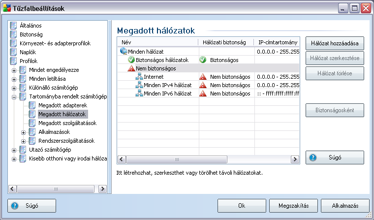 Interfész biztonság - alapállapotban egy adapter sem biztonságos, csak akkor használja ezt a funkciót, ha teljesen biztos benne, hogy az adapter (és az adott hálózat) biztonságos ( kattintson az