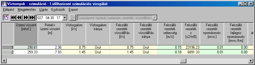 A célkereszt megjelenése után, amennyiben volt találat a megadott feltételekkel, a találatoknak megfelelő szivattyúkat a keret alsó táblázatában gyűjti össze az algoritmus.