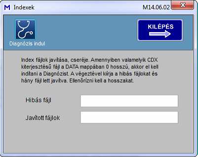 11. oldal, összesen: 26 oldal Menü: Beállítások / Indexek A program adatbázist használ. Az adatbázis érzékeny lehet a szabálytalan leállásokra, és ilyenkor index hiba keletkezhet.