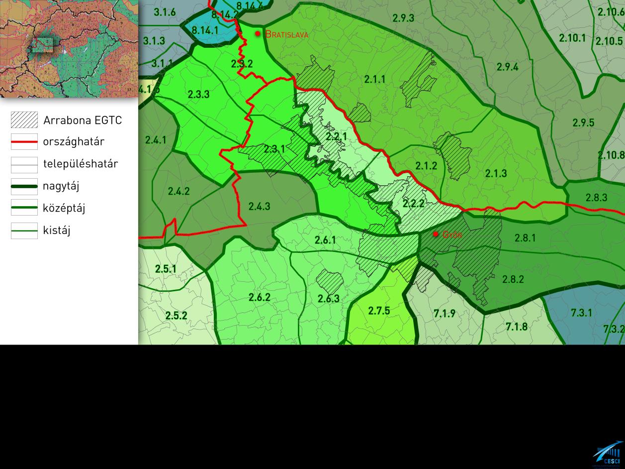 település 7 középtájat és ezen belül 12 kistájat érint. 2.