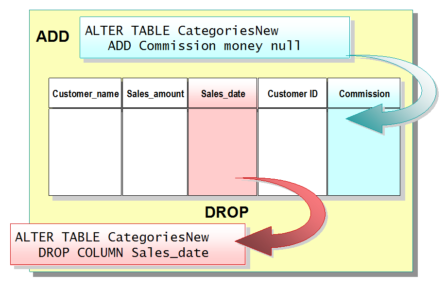 ALTER TABLE CategoriesNew DROP COLUMN Sales_date 21.
